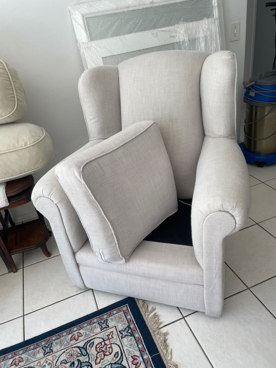 Upholstered armchair after cleaning